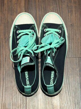 Black and Mint Converse Gently Used